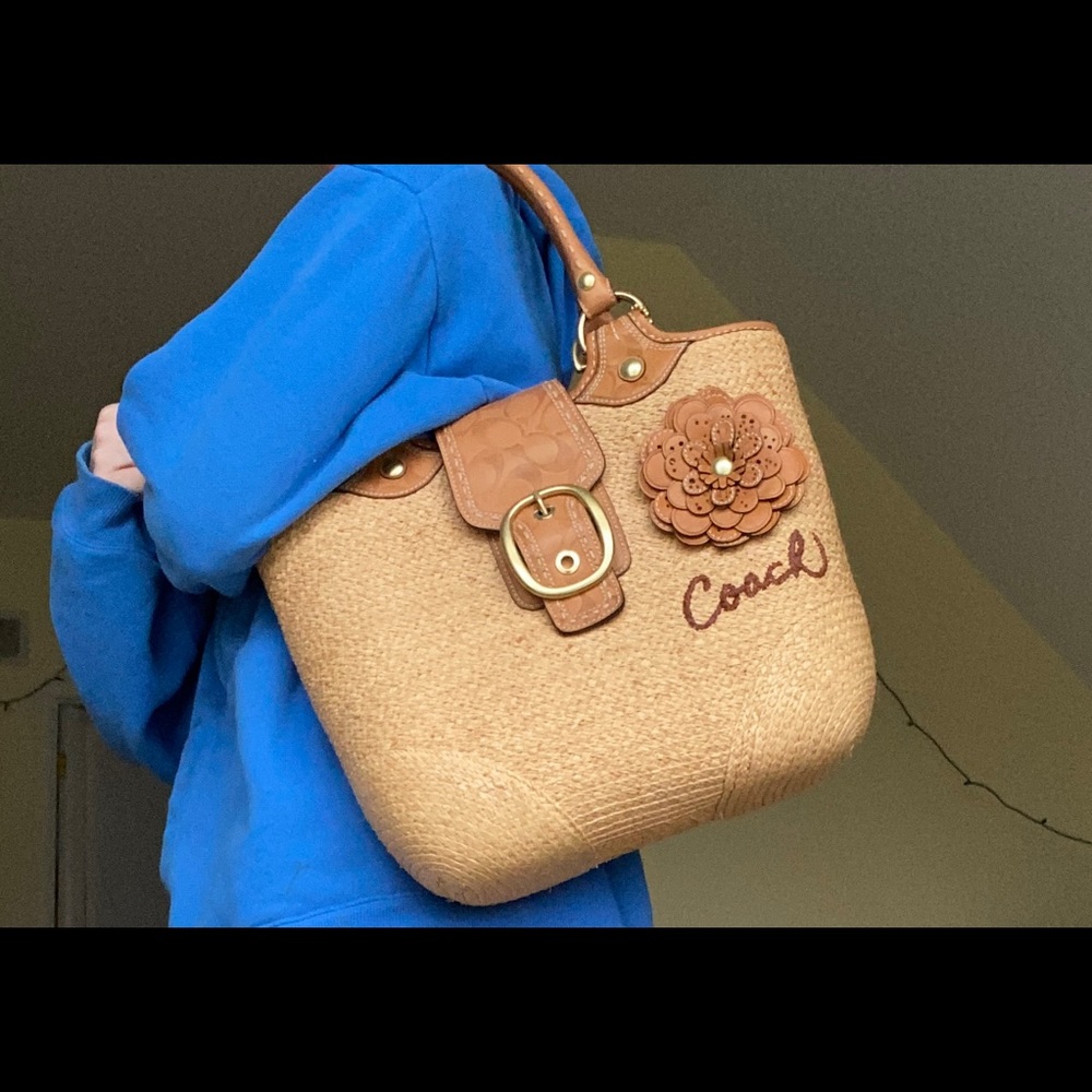 Vintage Coach Straw Totebag